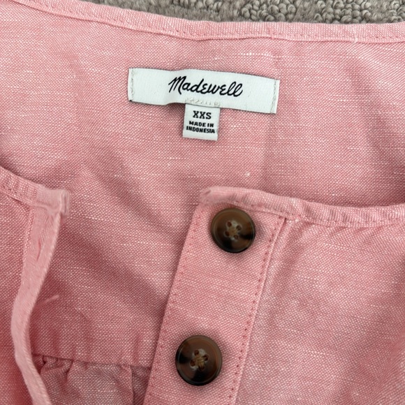 Madewell linen-blend puff sleeve tassel-toe jumpsuit XXS - Picture 6 of 6